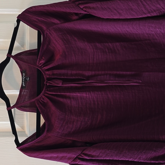 SAM AND JESS BRAND WOMEN'S JUNIOR BURGUNDY COLD SHOULDER TOP SIZE SMALL - Picture 1 of 16